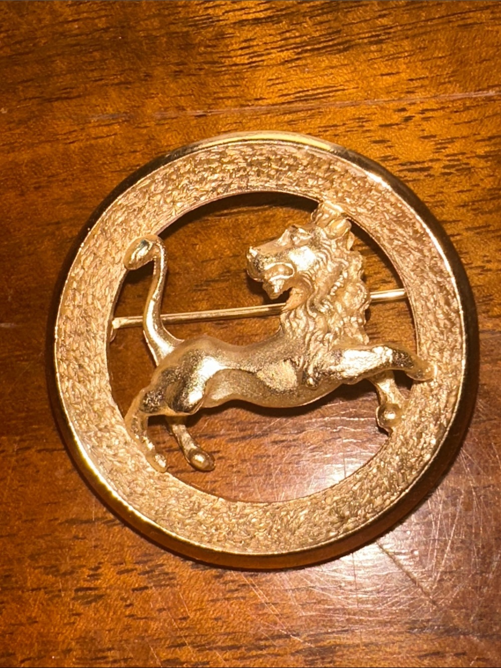 Vintage 60s Crown Trifari Gold Tone Leo Zodiac Brooch